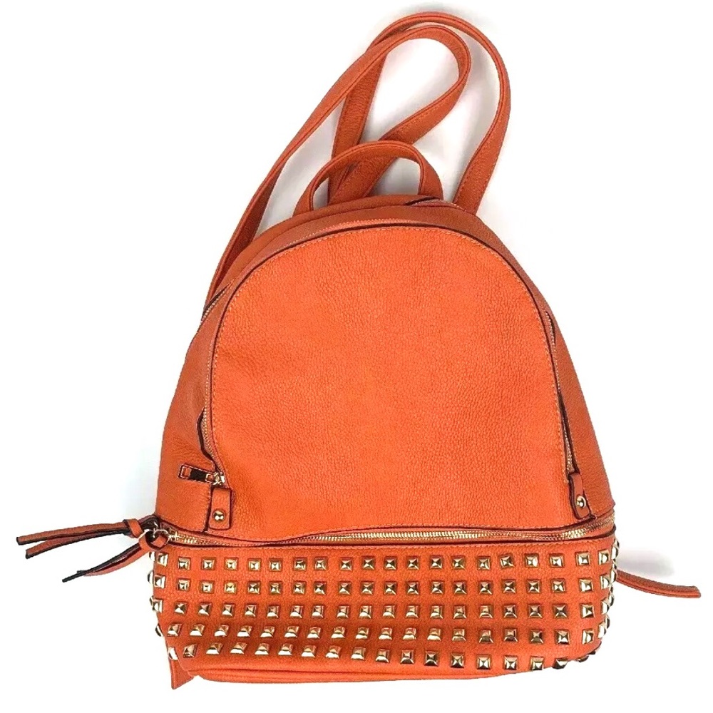 Orange Leather Backpack